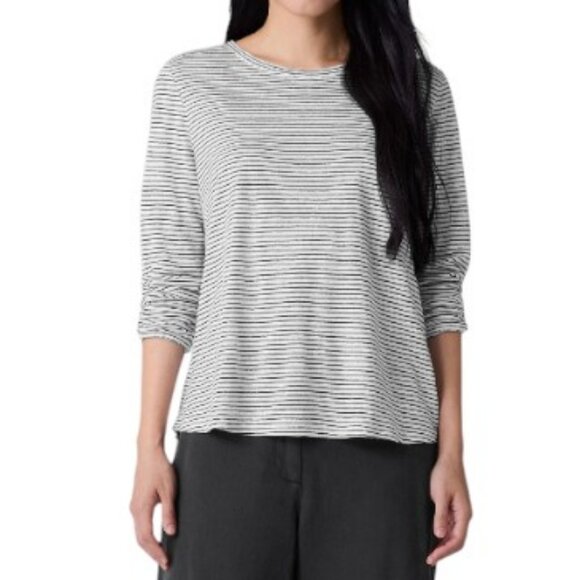 Eileen Fisher black and white striped boxy top size PS - Picture 1 of 4